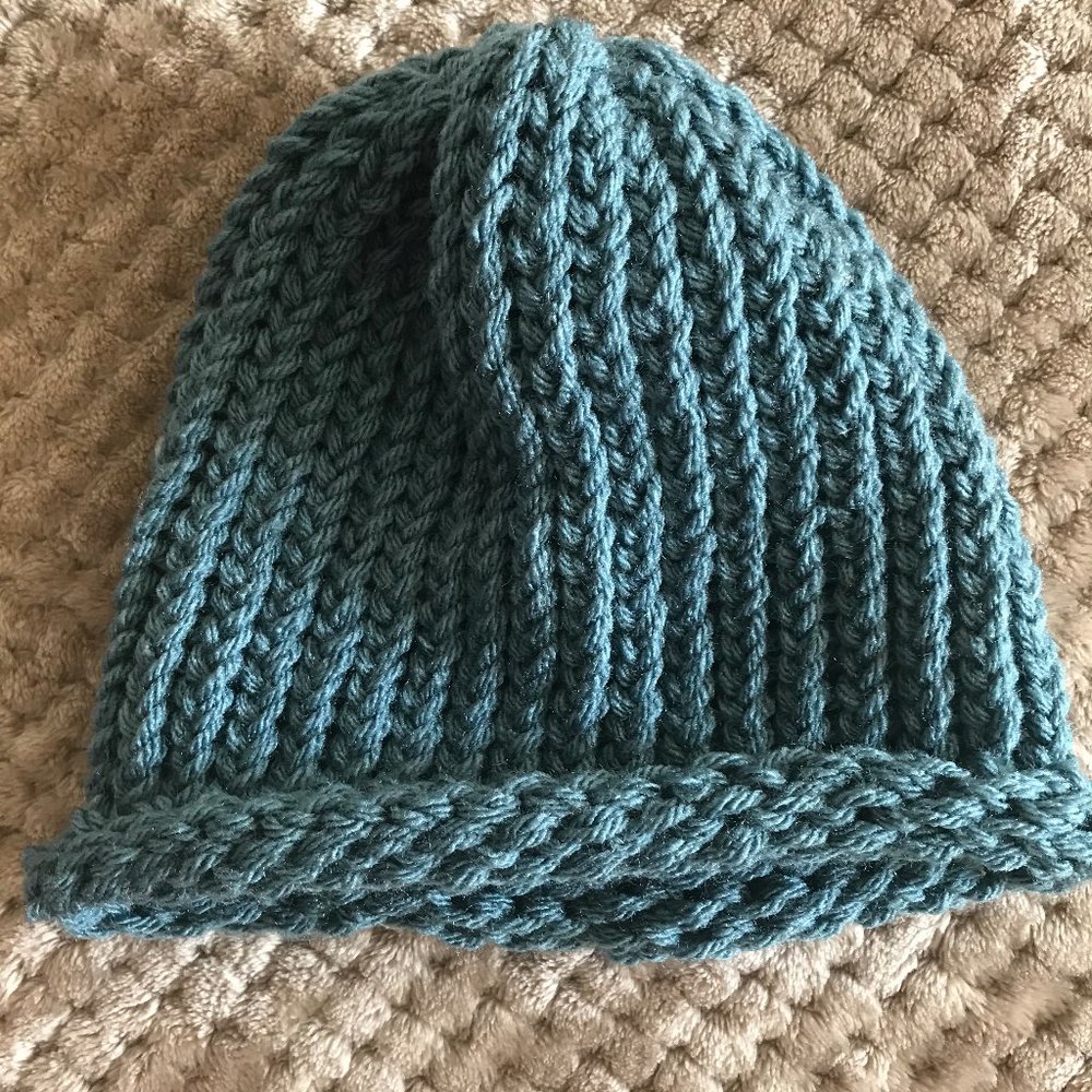 Raw Edge Beanie [Teal] - Picture 2 of 5